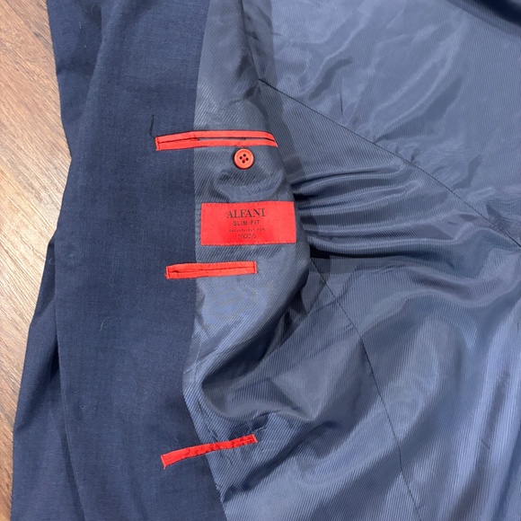 Alfani Slim Fit Men's Suit Preowned Blue Jacket 46R Pants 38x32 - Picture 5 of 14